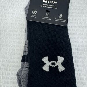 Under Armour Black and Gray Cushioned Crew Socks